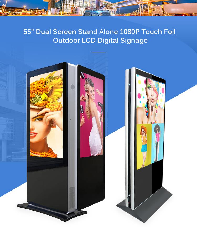 double screen floor standing display double screen floor standing display